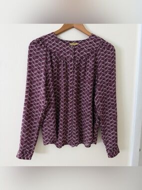 Anthropologie Maeve Purple & White Patterned Long Sleeve Button
Up Blouse Size S